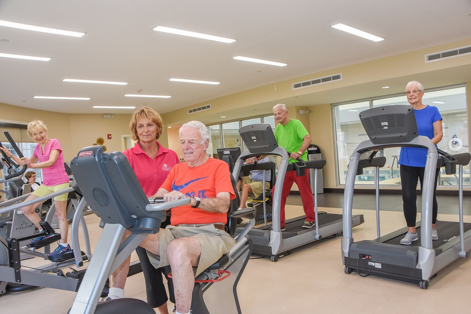 seniors working out in the gym